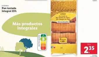 Lidl Pan tostado integral 35% oferta