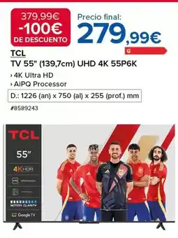 Costco Tcl - tv 55 uhd 4k 55p6k oferta