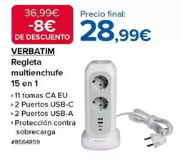 Costco Verbatim - regleta multienchufe 15 en 1 oferta