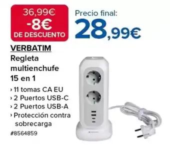 Costco Verbatim - regleta multienchufe 15 en 1 oferta
