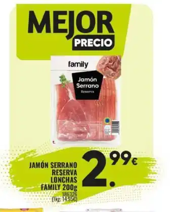 Family Cash FAMILY Jamón serrano reserva lonchas oferta