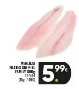 Family Cash Merluza filetes sin piel oferta