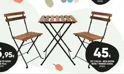 Family Cash Set 2 sillas + mesa bistro metal y madera acacia oferta