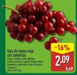 ALDI Uva de mesa roja sin semillas oferta