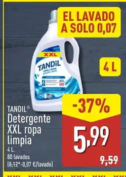 ALDI TANDIL Detergente XXL ropa limpia oferta