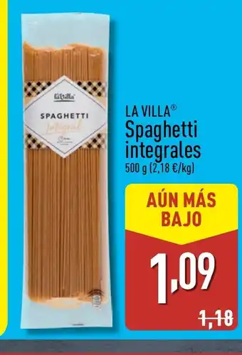 ALDI LA VILLA Spaghetti integrales oferta
