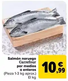 Carrefour Carrefour - salmón noruego por medios o enteros oferta