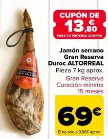 Carrefour Altorreal - jamón serrano gran reserva duroc oferta