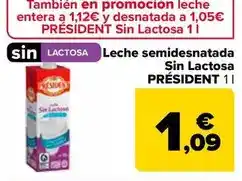 Carrefour Président - leche semidesnatada sin lactosa oferta