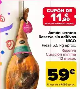 Carrefour Nico - jamón serrano reserva sin aditivos oferta