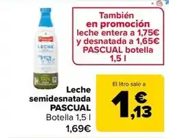 Carrefour Pascual - leche semidesnatada oferta