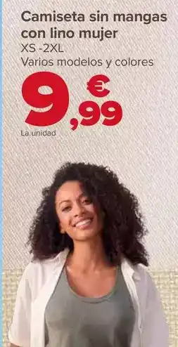 Carrefour Camiseta sin mangas con lino mujer oferta