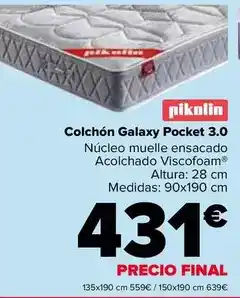 Carrefour Pikolin - colchón galaxy pocket 30 oferta