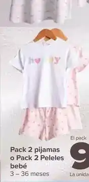 Carrefour Pack 2 pijamas o pack 2 peleles bebé oferta