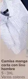 Carrefour Tex - camisa manga corta con lino hombre oferta