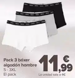 Carrefour Pack 3 bóxer algodón hombre oferta
