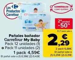 Carrefour Carrefour - pañales bañador my baby pack 12 unidades (1) o pack 11 unidades (2) oferta