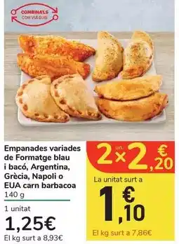 Carrefour Express Empanades variades de formatge blau i bacó, argentina, grécia, napoli o eua carn barbacoa oferta