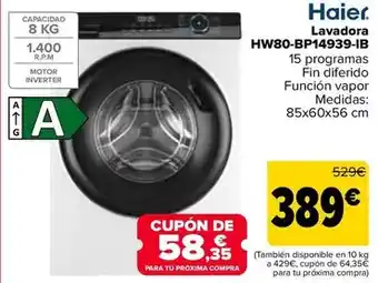 Carrefour Haier - lavadora hw80-bp14939-ib oferta