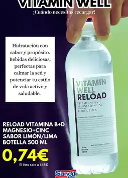 Sangüi Reload vitamina b+d magnesio+cinc sabor limon/lima oferta