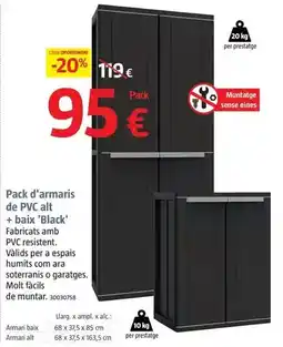 Bauhaus Pack de armarios de pvc alto + bajo balck oferta