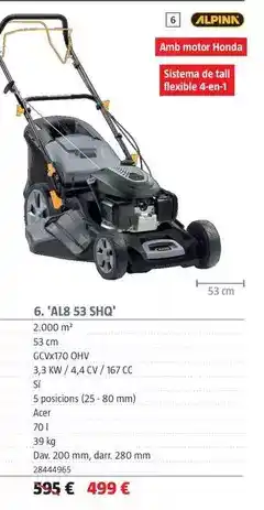 Bauhaus Alpina - cortacésped de gasolina 'al8 53 shq' oferta