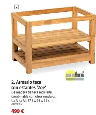 Bauhaus Sunfun - armario teca con estantes 'zoe' oferta