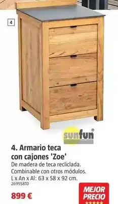 Bauhaus Sunfun - armario teca con cajones 'zoe' oferta