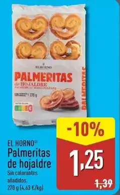 ALDI El horno - palmeritas de hojaldre oferta