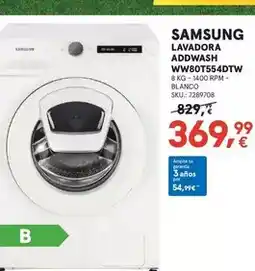 Worten Samsung - lavadora addwash ww80t554dtw oferta
