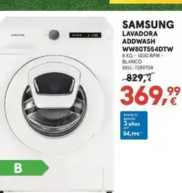 Worten Samsung - lavadora addwash ww80t554dtw oferta