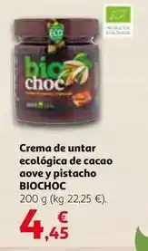 Alcampo Crema de untar ecologica de cacao aove y pistacho oferta