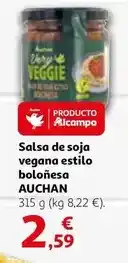Alcampo Auchan - salsa de soja vegana estilo bolonesa oferta