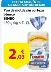 Alcampo Alcampo - pan de molde sin corteza blanco oferta