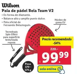 Lidl Wilson - pala de pádel bela team v2 oferta
