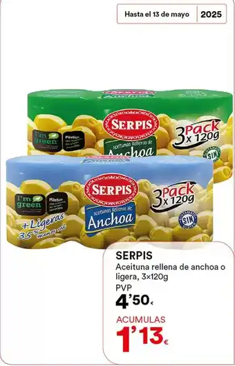 SUPER AMARA Serpis - aceituna rellena de anchoa o ligera oferta