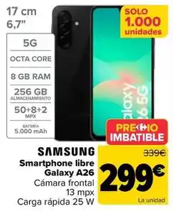 Carrefour Samsung - smartphone libre galaxy a26 oferta