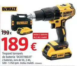 Bauhaus Dewalt - taladro atornillador de batería 'dcd778d2t' oferta