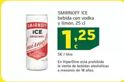HiperDino SMIRNOFF ICE bebida con vodka y limón oferta