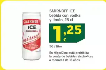 HiperDino SMIRNOFF ICE bebida con vodka y limón oferta
