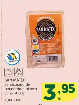 HiperDino SAN MATEO semicurado de pimentón o blanco, oferta