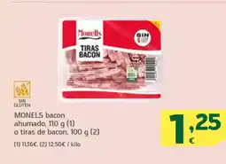 HiperDino MONELS bacon ahumado o tiras de bacon oferta