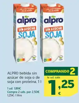 HiperDino ALPRO bebida sin azúcar de soja o de soja con proteina oferta