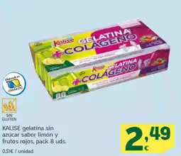 HiperDino KALISE gelatina sin azúcar sabor limón y frutos rojos, pack 8 uds. oferta