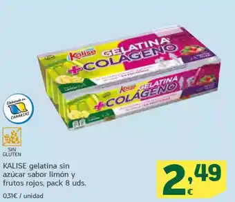 HiperDino KALISE gelatina sin azúcar sabor limón y frutos rojos, pack 8 uds. oferta