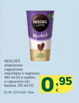 HiperDino NESCAFÉ shakissimo cappuccino, macchiato o expresso o coolies o capuccino sin lactosa oferta