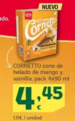 HiperDino CORNETTO cono de helado de mango y vainilla oferta