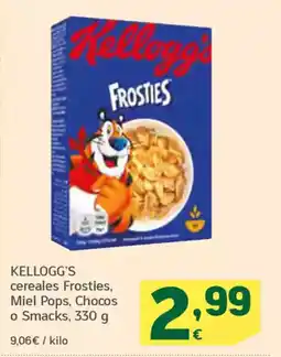 HiperDino KELLOGG'S cereales Frosties Miel Pops, Chocos o Smacks oferta
