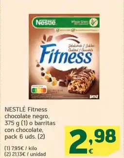HiperDino NESTLÉ Fitness chocolate negro o barritas con chocolate, oferta