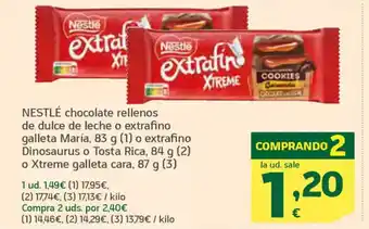 HiperDino NESTLÉ chocolate rellenos de dulce de leche o extrafino galleta Maríao oferta